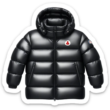 Moncler puffer jacket black shiny sticker
