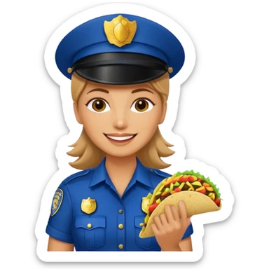 woman police holding taco sticker
