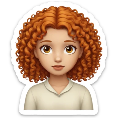 a curly hair girl with ginger hair and dark brown eyes sticker