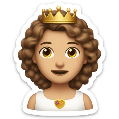 Lady with brown long hair, hazel eye color with a crown that has the writing grandma on it  sticker