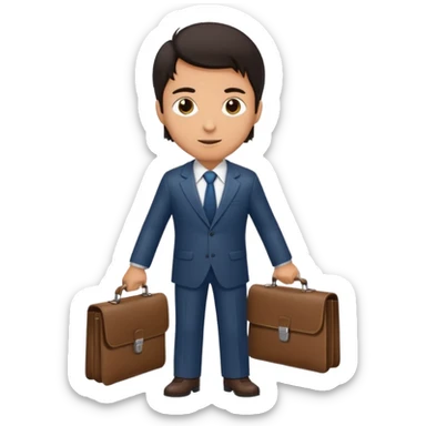 Man with dark hair carrying a portfolio heading to work. sticker