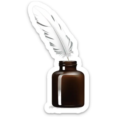 a feather quill and ink bottle sticker
