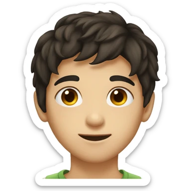 young dark-haired boy in hiding brown eyes complete head sticker