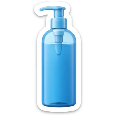 upright shampoo bottle, smooth curved silhouette, flip-top or pump cap, sleek, semi-opaque or colored blue green or white, clean and fresh, no branding or text, soft lighting, emoji scale sticker