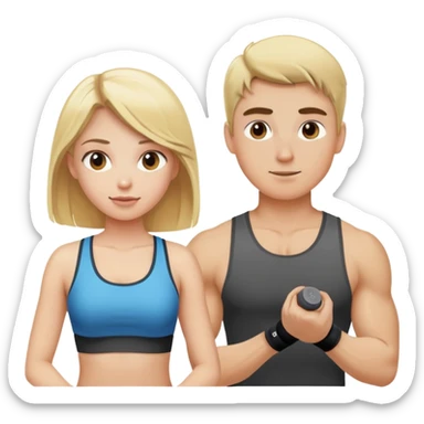 make a blonde girl working out full body next to guy sticker