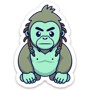 Gorilla wit dreads sticker