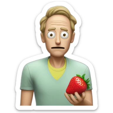 morty from rick and morty eating a strawberry lemon gelato sticker
