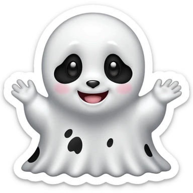 A cute ghost with panda prints all over  sticker