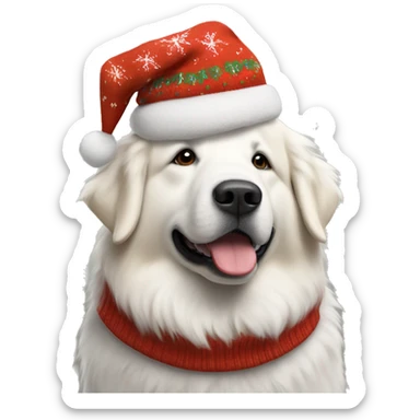 A Great Pyrenees wearing a Christmas sweater sticker