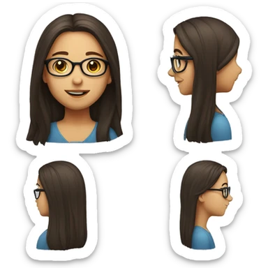 A girl with brunet long hair and glasses  sticker