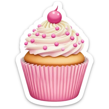 Butter creme frosted cupcake with pink polka dot cup liner sticker