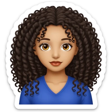 Beautiful Haitian and Puerto Rican girl with light brown skin and long black length very curly hair and beautiful hazel eyes sticker