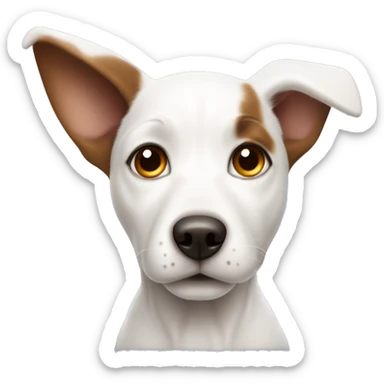 White Puppy with big pointed ears and brown spot on eye sticker