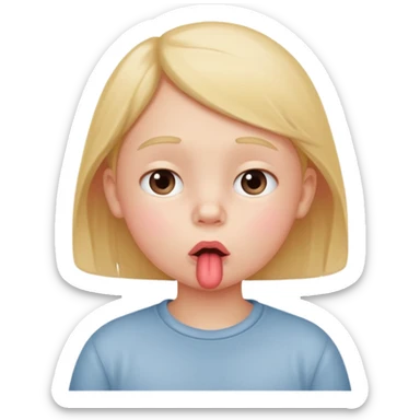 The white child is a stick at the lips, blowing sticker