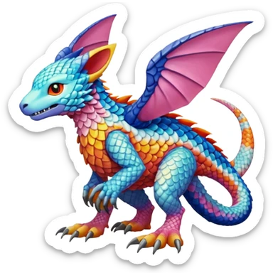 colorful Fakémon-Digimon-Fionbri-Trico-creature (full body) sticker