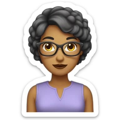 Femme au cheveux coupe au carré, avec lunettes carré sticker