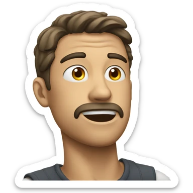 man with hand on face, looking to the left, with open mouth, wondering sticker