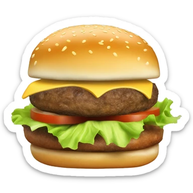 Burger with cheesy bun with beacon on it, insider the burger is a feel fried cheese, Burger, lettuce, onion and beacon  sticker