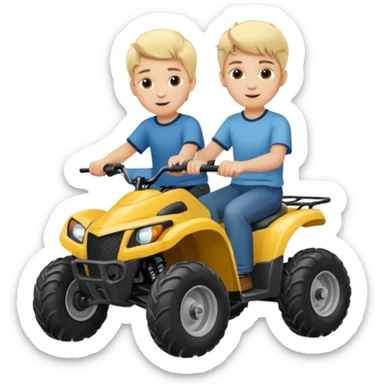 Please make 2 separate young boys both blonde riding four wheelers sticker