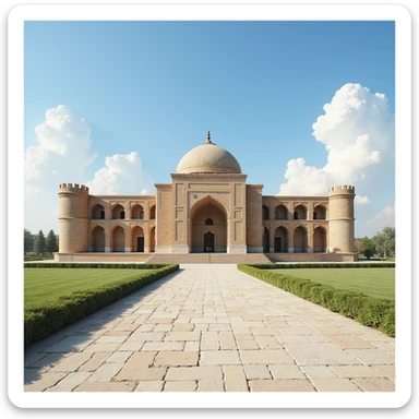 photorealistic illustration of the Khan's Palace in Bakhchisaray, detailed architecture, bright daylight, clear sky, matching the reference photo as closely as possible sticker