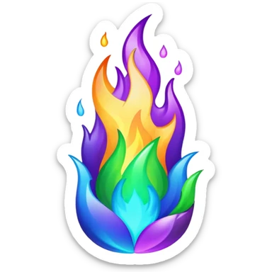 Shiny epic green blue and purple flame sticker