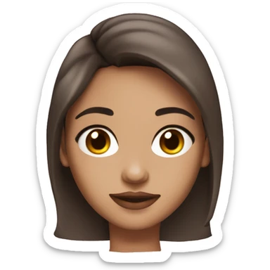 I want a brunette girl with light mixed skin who wears makeup sticker