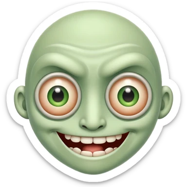 Funny mutant with multiple eyes and a silly smile sticker