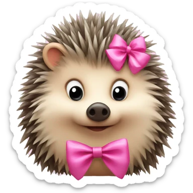 hedgehog with a pink bow sticker