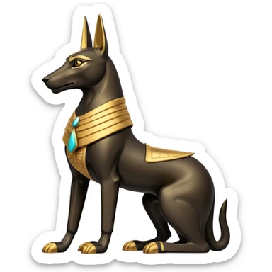 Ancient style statue casually adorned anubis canine casually posed  sticker