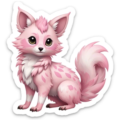 Feral Rare Fantasy cute pastel pink Vernid-Trico-species by LiLaiRa, random markings, tufted ears, full body sticker