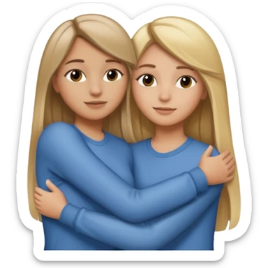 dark blonde girl with highlights and blowout hugging blonde girl with straight hair sticker