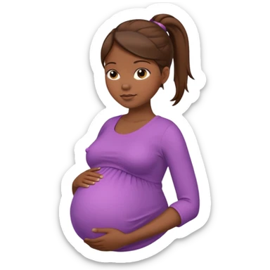 pregnant woman, brown hair, dark skin, ponytail, only abdomen, neck and head sticker