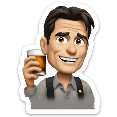 charlie sheen in two and a half man drinking a glass of whiskey sticker