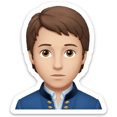 Marius From Les Miserables with light skin, brown eyes, Brown Hair, blue outfit sticker
