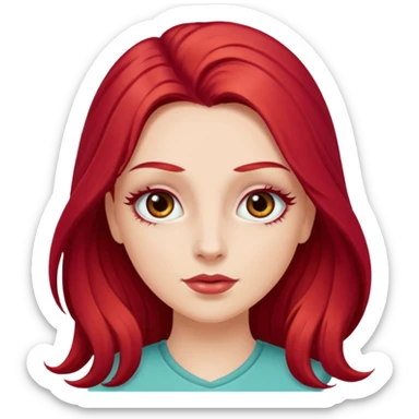 Chica blanca pestañas largas cabello largo cherry red sticker