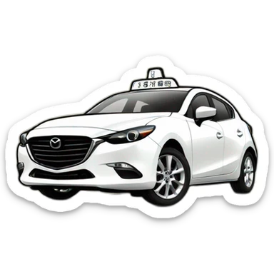 Mazda 3 TAXI,  Sticker, RELAX, Monochrome, Chibi, Outline, Vector, Yellow background, Detail, Conversation cloud sticker