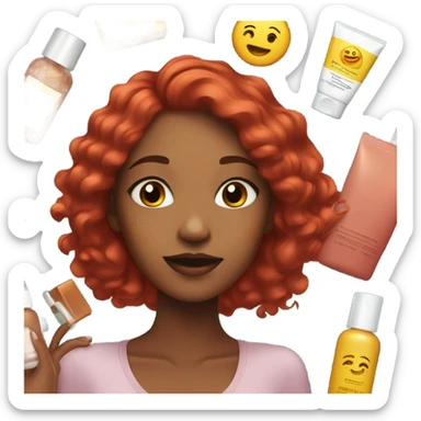 Red hair skin care girl sticker