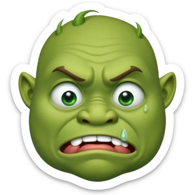 An oger is crying with tears in his eyes sticker