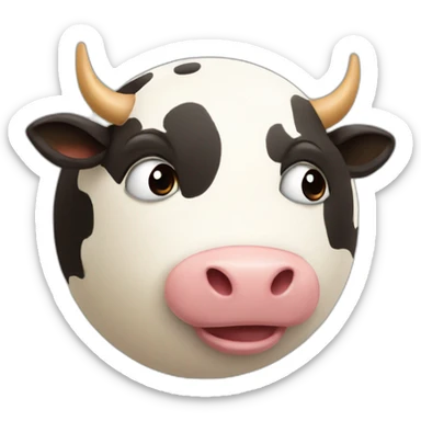 3d sphere with a cartoon sincere dropper Cow skin texture with tiny eyes sticker