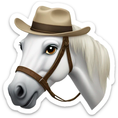 white horse with a western hat sticker