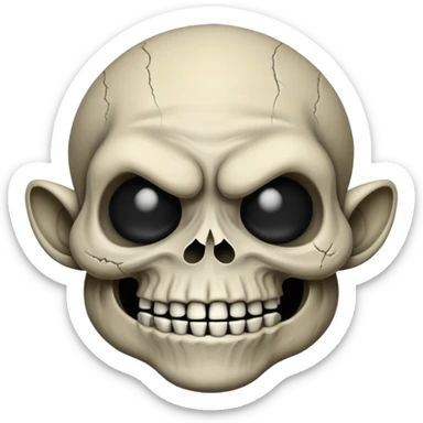 A frowny skull troll face sticker