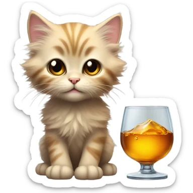 Kitten drinking alcohol  sticker