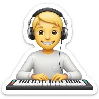 Smiley with headphones and keyboard  sticker