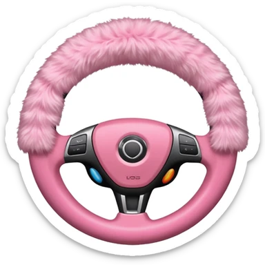 steering wheel with fluffy pink cover sticker