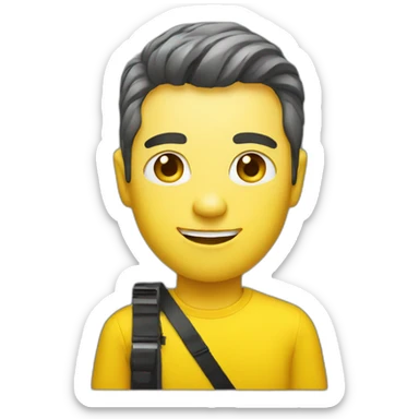 a white music photographer with yellow shirt sticker