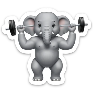 elephant lifting a barbell sticker