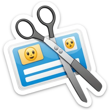 Scissors cutting ID card in half sticker