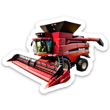 Case IH Axial-Flow 8250 (2022) – Cinematic-realistic Case IH Axial-Flow 8250 harvester, its deep red body towering over endless wheat fields. The massive cutting header slices through golden crops, sending a steady stream of grain into the bin as dust and chaff swirl in the afternoon sun. sticker