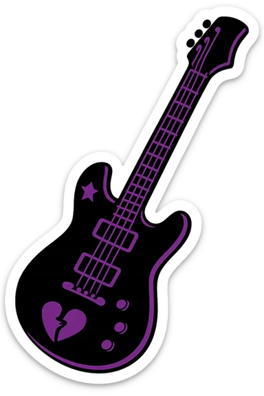 emo guitar, black and purple, no background sticker