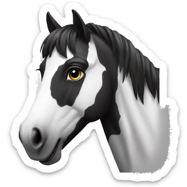 A black and white horse sticker
